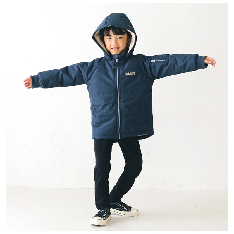 子供服 コート 防寒 アウター 撥水加工 フード おうちで 洗える 中わた