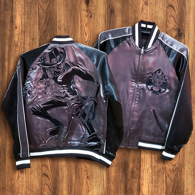 Sサイズ]ワンピース 火拳のエーススカジャン刺繍リバーシブル