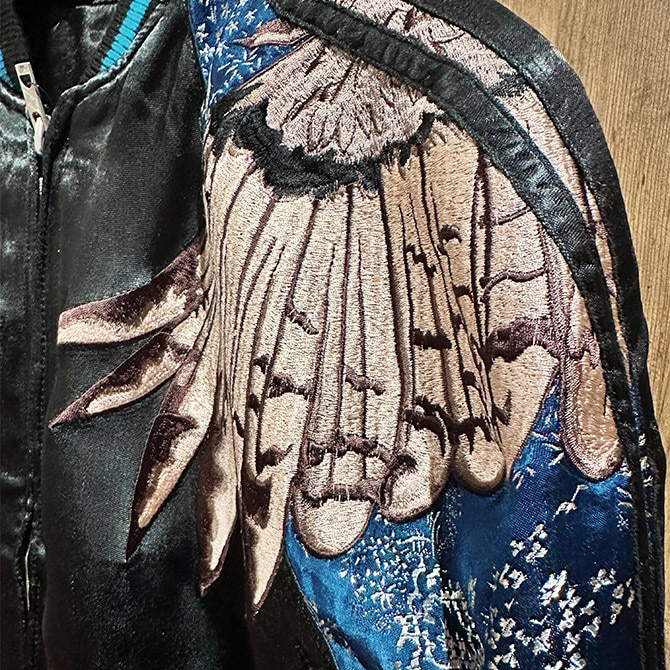 Sサイズ]梟柄刺繍リバーシブルスカジャン【送料無料】｜カジュアル