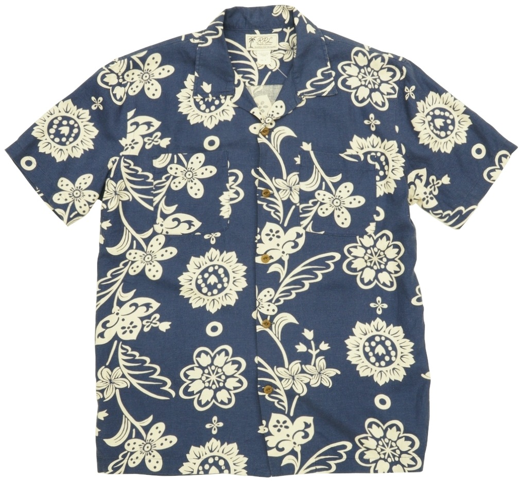 ダブルアールエル) RRL プリント リネン ブレンド キャンプ シャツ