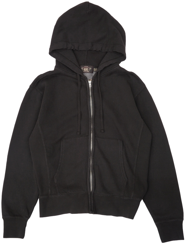 ダブルアールエル) RRL フリース フルジップ フーディ パーカ ブラック