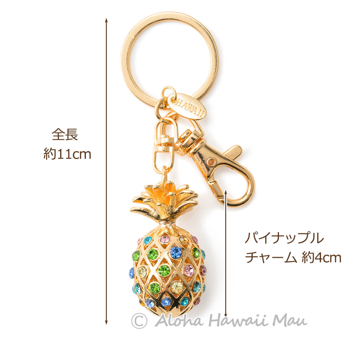 ハワイアンキーホルダー 3Dパイナップル キーホルダー レインボー