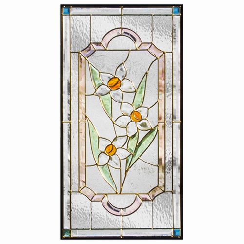 ステンドグラス (SH-A17) 913×480×18mm デザイン ピュアグラス 水仙 A