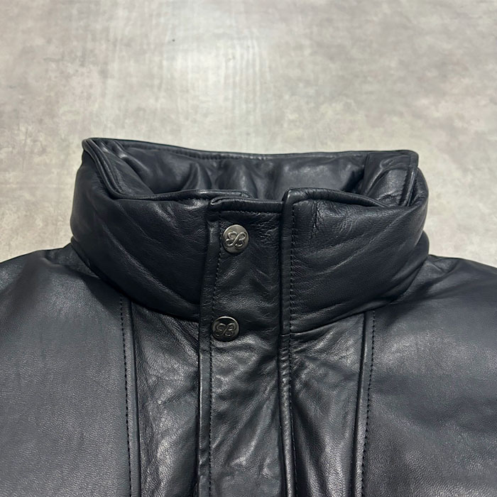 80'S EDDIE BAUER Leather Down Jacket M/BLACK 80年代 エディバウアー