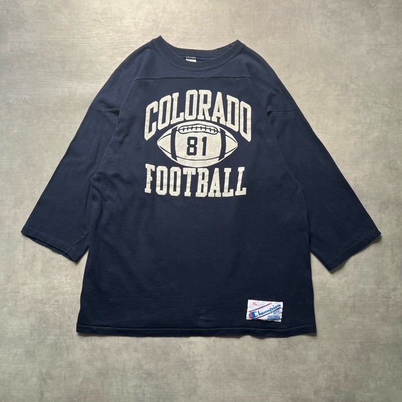 80'S CHAMPION Fooball T-Shirts Made in USA NAVY/XL 80年代
