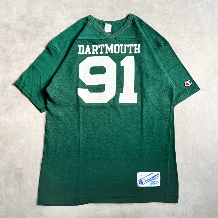 80's CHAMPION FOOTBALL T-SHIRTS L/GREEN Made in USA 80年代