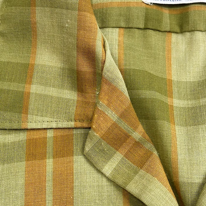 VINTAGE 60's ARROW DECTON PERMA IRON OPEN COLLAR LONG SLEEVE CHECK