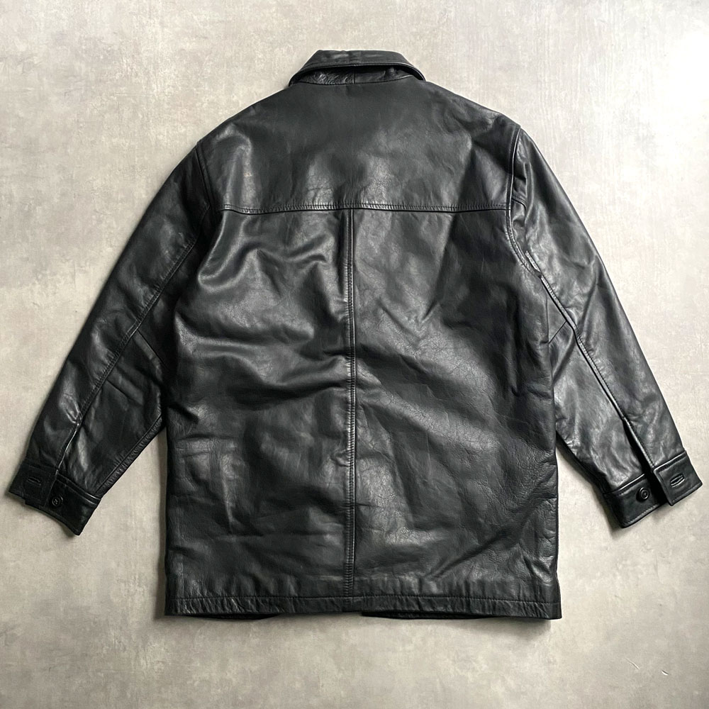 90's GAP LEATHER CAR COAT BLACK/M オールドギャップ レザー カー