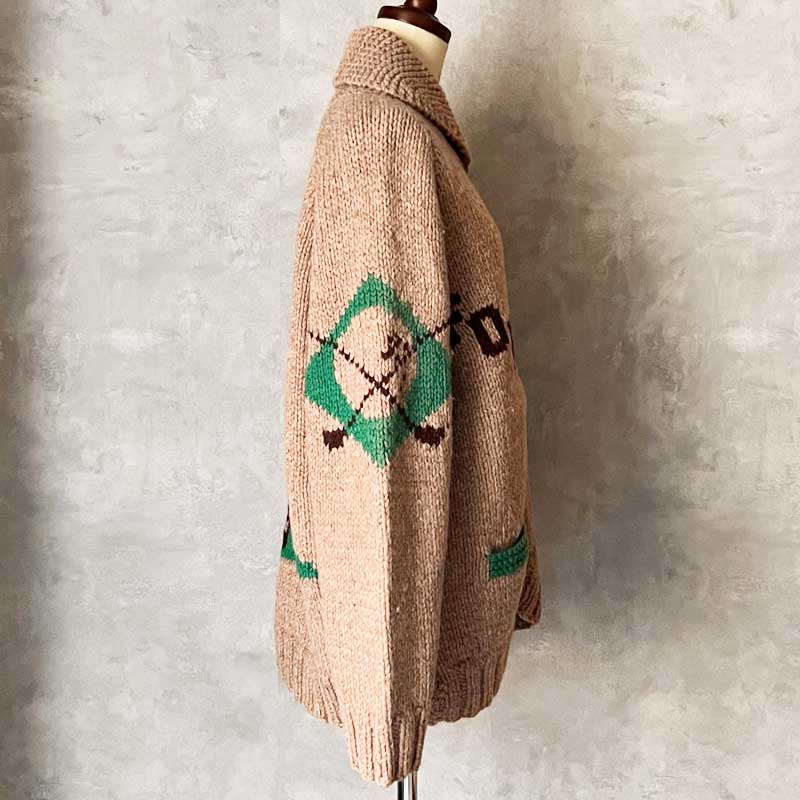 50-60'S Cowichan Golf Pattern Sweater Lightning Zipper 50-60年代