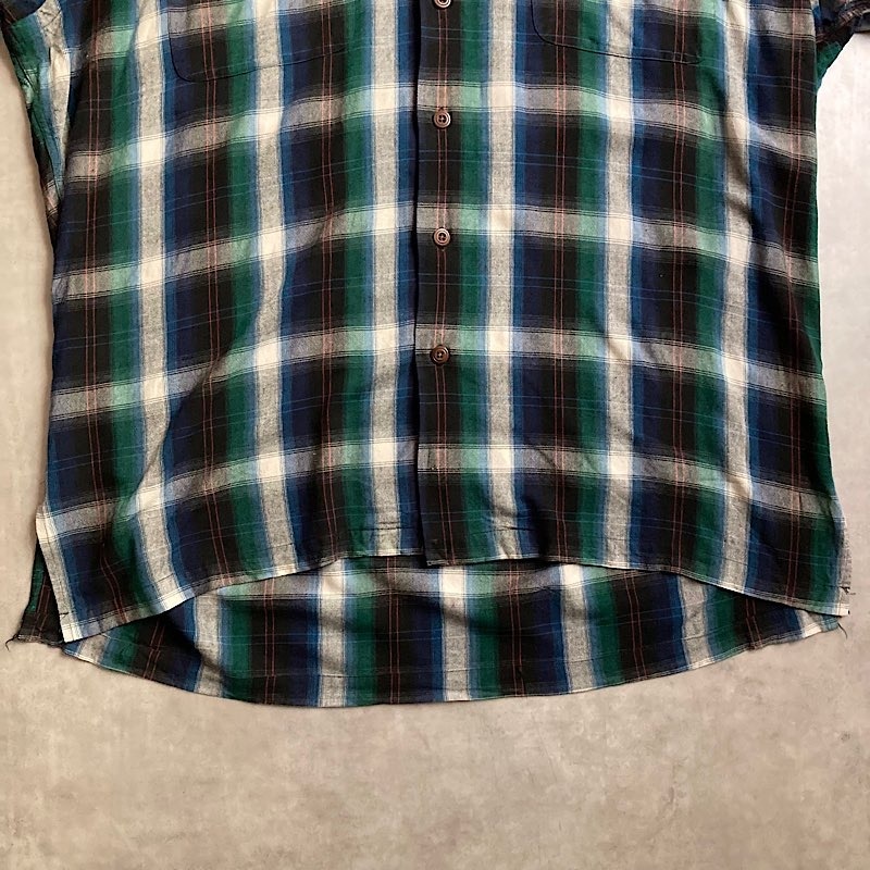 90's Polo Ralph Lauren Rayon Open Collar Ombre Check Shirts L 90