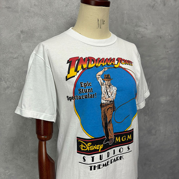 80'S Disney Indiana Jones T-Shirt Made in USA S/WHITE 80年代