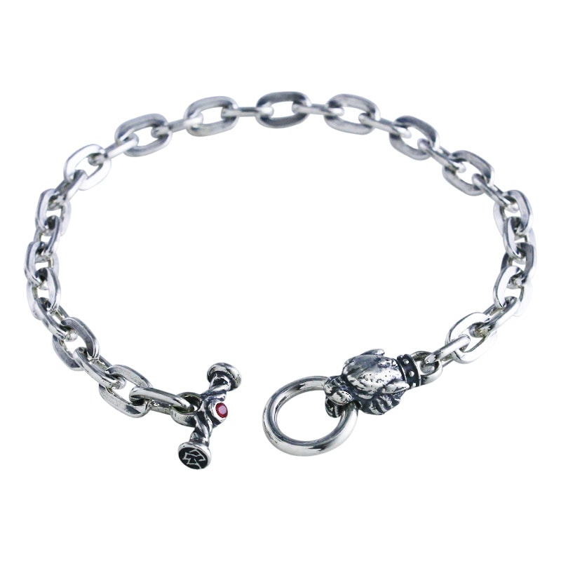 SABOR TOOTH CHARM OVAL LINK BRACELET (CZ T-BAR) | ブレスレット