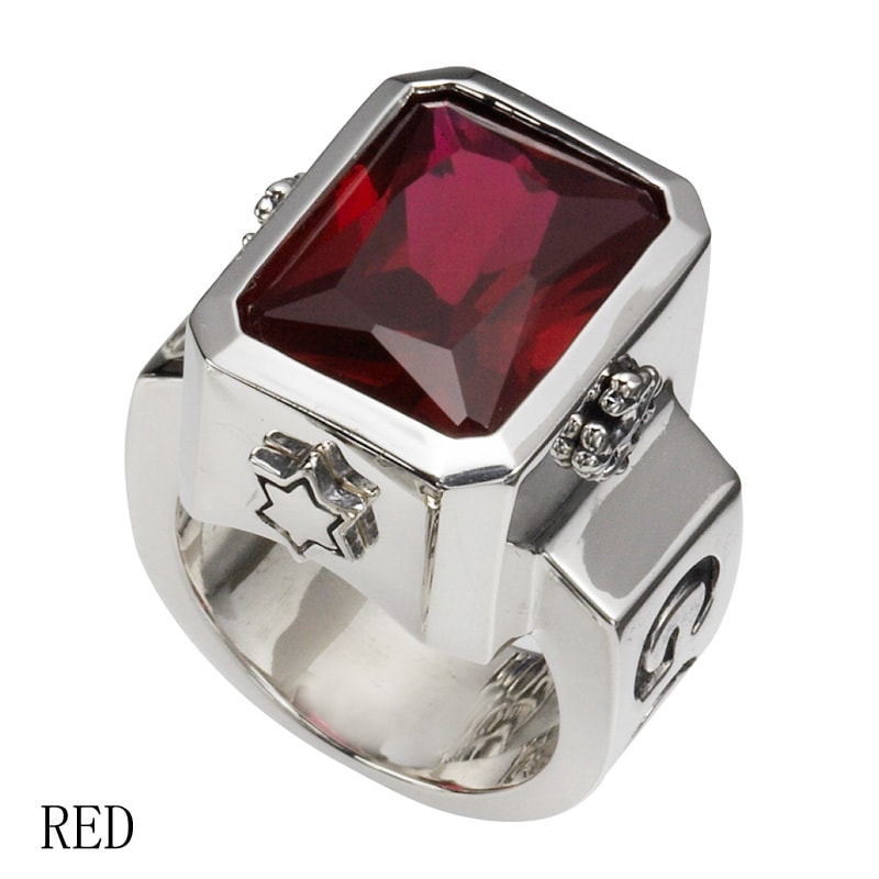 GOD SQUARE WITH CRYSTAL | リング,シルバー | ロイヤルオーダー