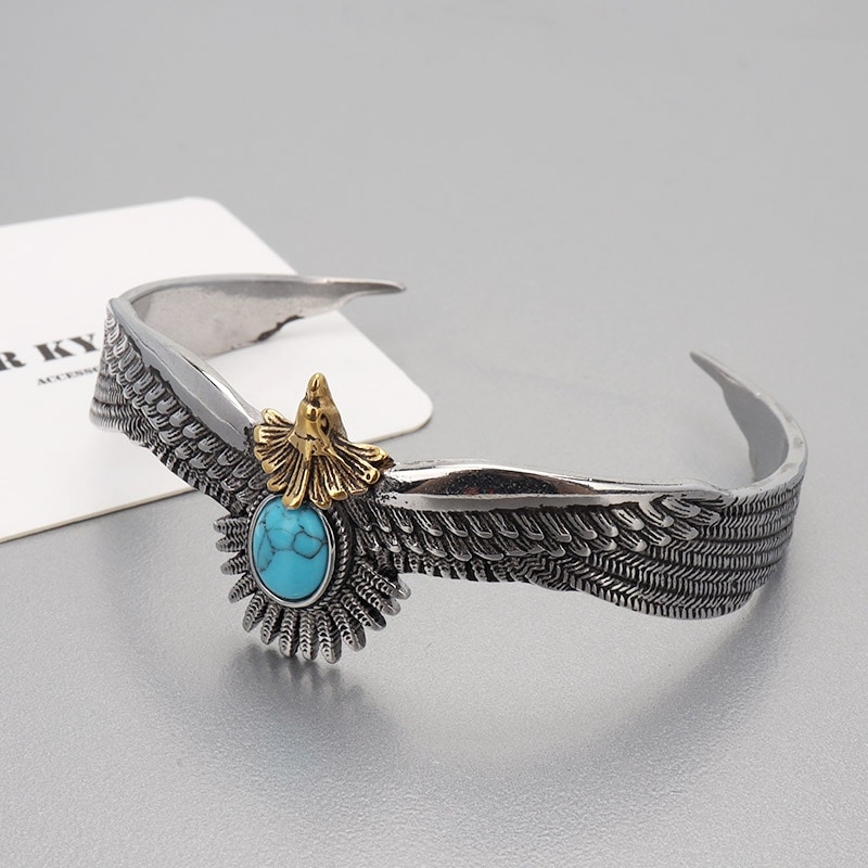 ステンレス ターコイズ イーグルバングル [b681] | スタイルで探す