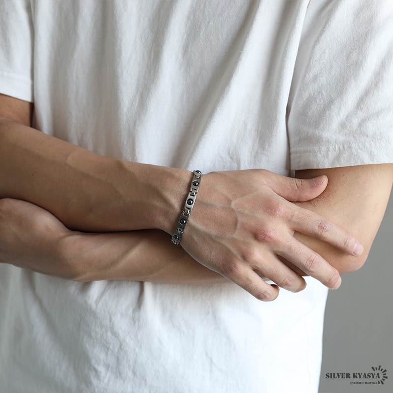 純チタン ヘマタイト 磁気ブレスレット [b735] | スタイルで探す,ハイ