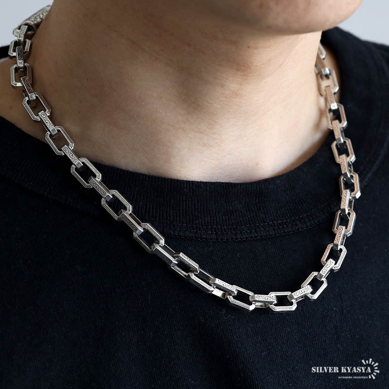 シルバー925 唐草模様のごつめネックレス [ns254] | ネックレス