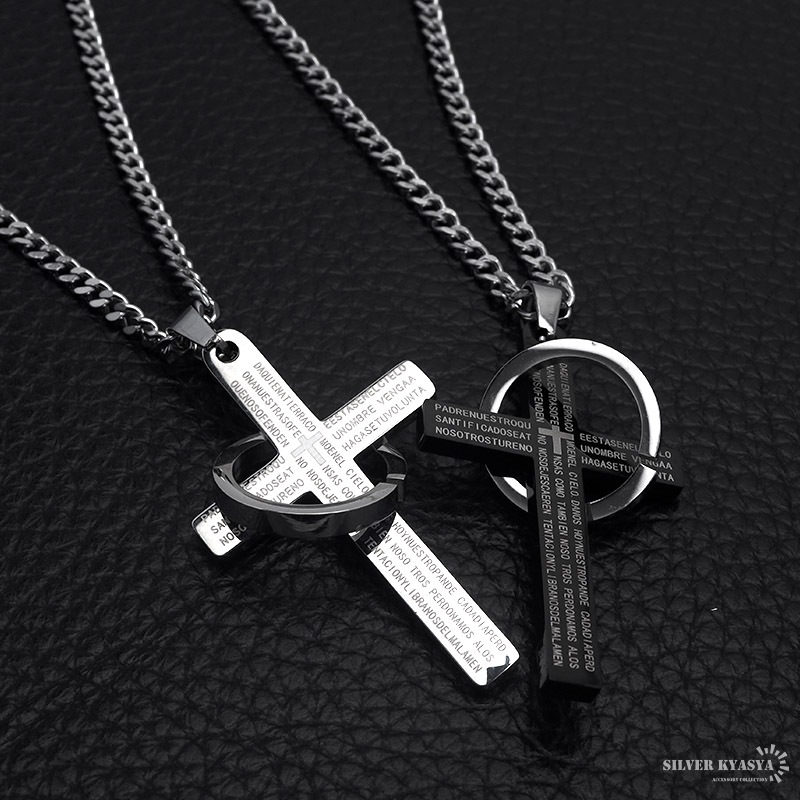 ステンレス クロス リング ネックレス [n636] | ネックレス,ステンレス
