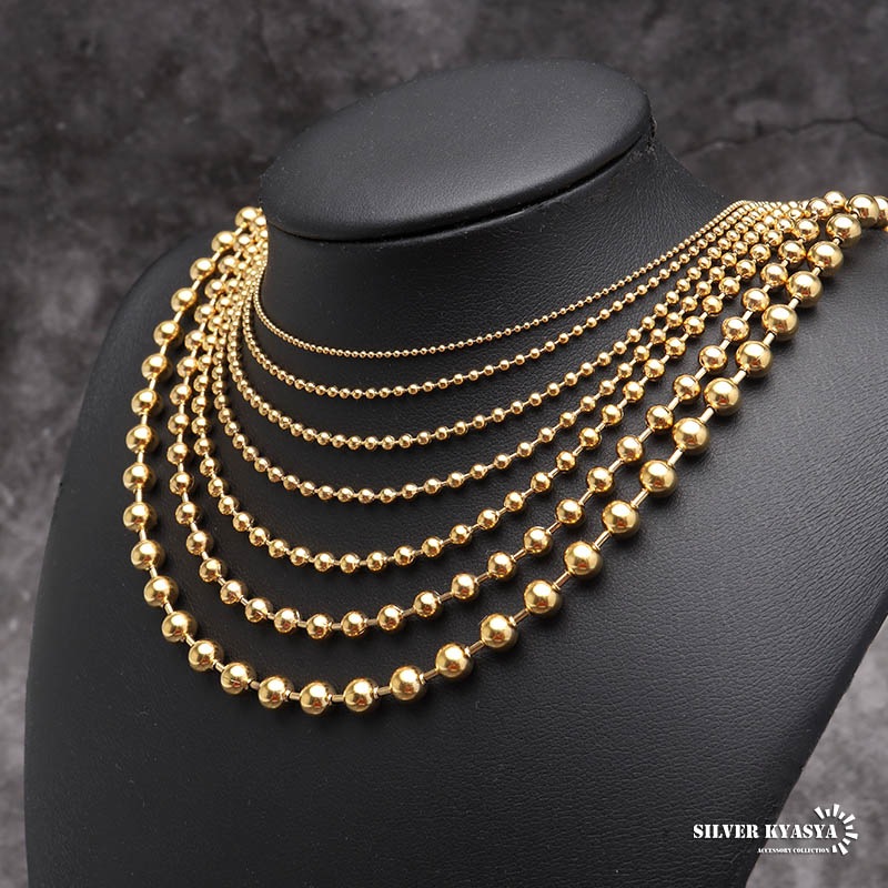 ゴールド ボールチェーン ステンレス [c004-ball-g] | ネックレス