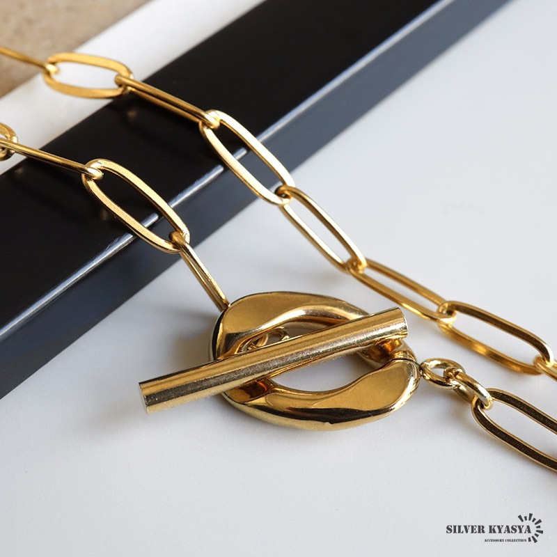 ステンレス ゴールドの二重ネックレス [n1076-b-90cm] | ネックレス