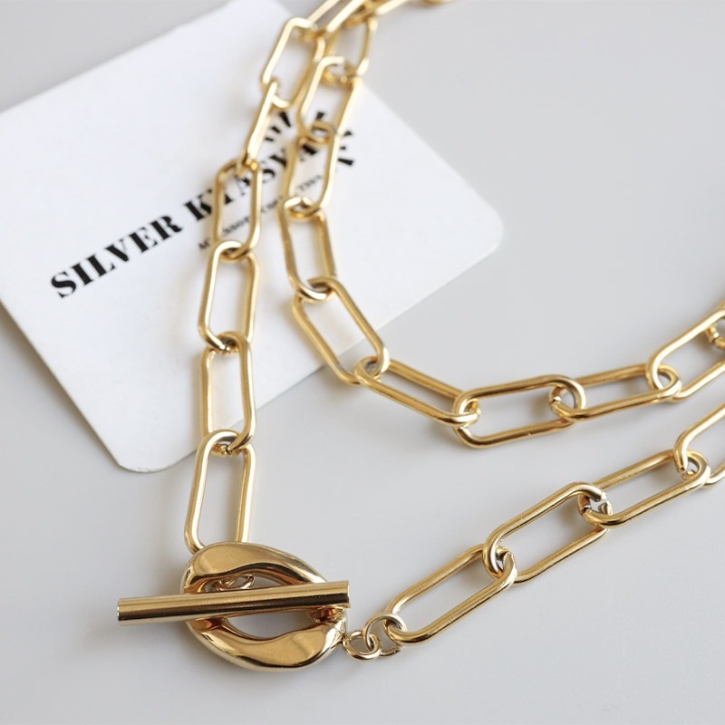 ステンレス ゴールドの二重ネックレス [n1075-e-80cm] | ネックレス