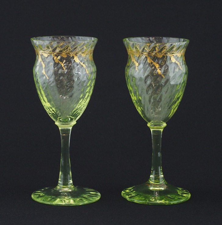 エミール・ガレ 「金彩蔦葉文ワイングラス・ペアセット」 | | アトリエ
