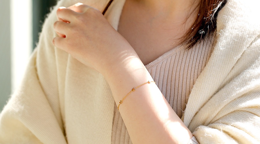 オレンジダイヤモンド ブレスレット 0.751ct(Total) 5石 VS1～SI2