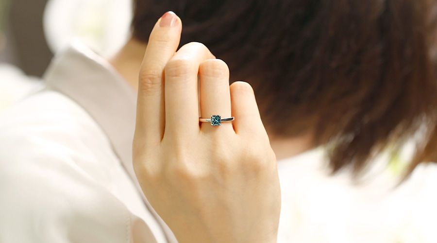 ブルーダイヤモンド リング 0.5ct 0.6ct FANCY DEEP GREEN BLUE