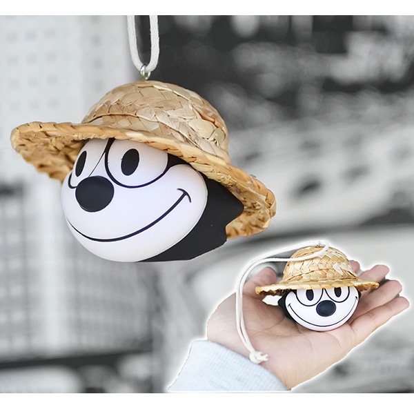 ルームミラーハンギング 麦わら フィリックス ホワイト ブラック