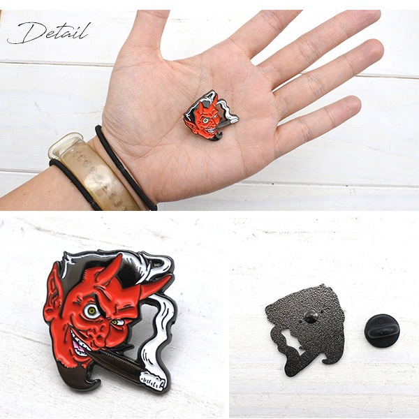 レッドデビル ピンバッジ レッド デビル devil 赤い悪魔 葉巻 おしゃれ