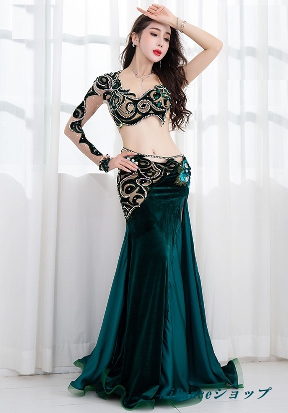 新着 ベリーダンス 衣装 オーダーサイズ衣装 コスチューム 片側長袖