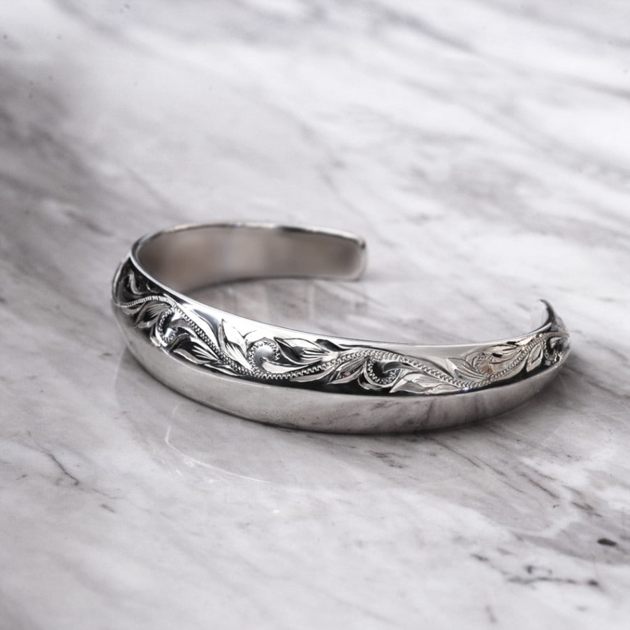 ハワイアンジュエリー バングル ハーフエッジ メンズ SV925 シルバー