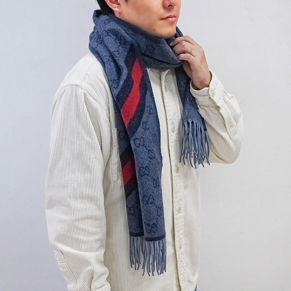 グッチ GUCCI マフラー メンズ レディース 男女兼用 GG柄 ウェビング