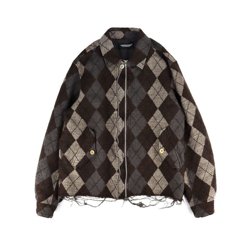 23AW】 UNDERCOVER アンダーカバー アーガイルウール縮絨ダブルZIP