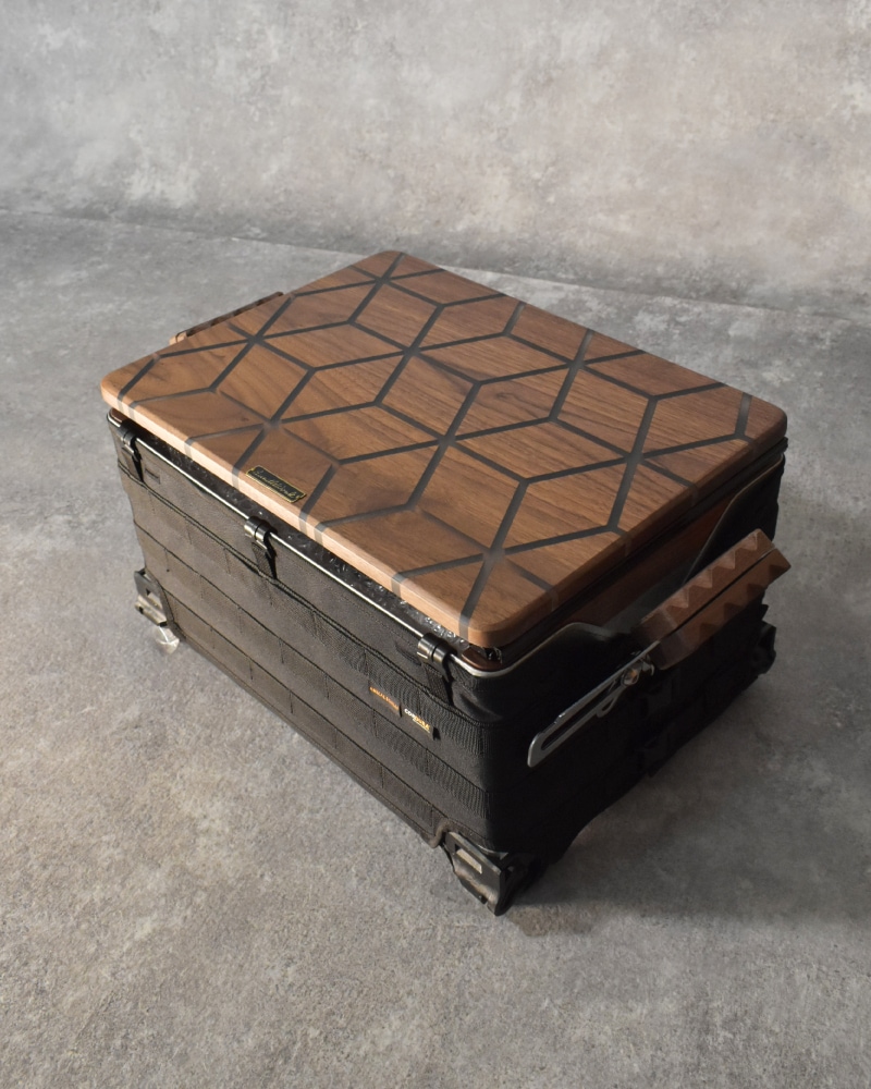 シェルフコンテナ50天板レール付き 三脚天板 ウォールナット＆レジン