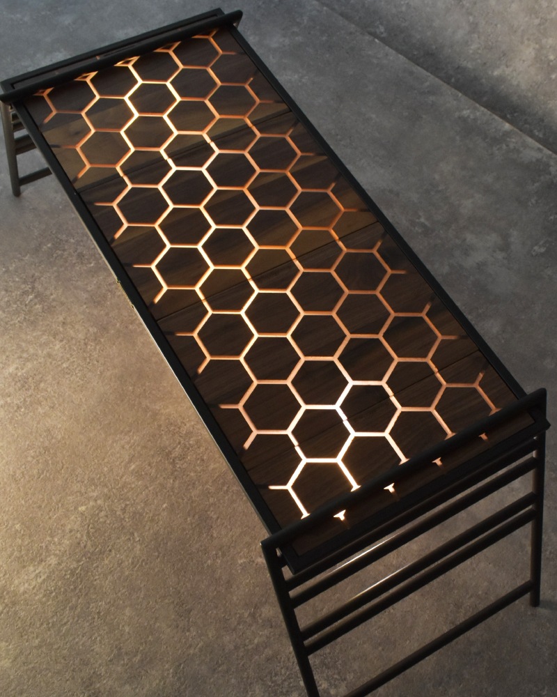 IGT天板 ハーフユニット ウォールナット＆レジン ハニカム AMBER