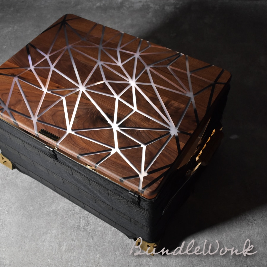 シェルフコンテナ25天板レール付き 三脚天板 ウォールナット＆レジン