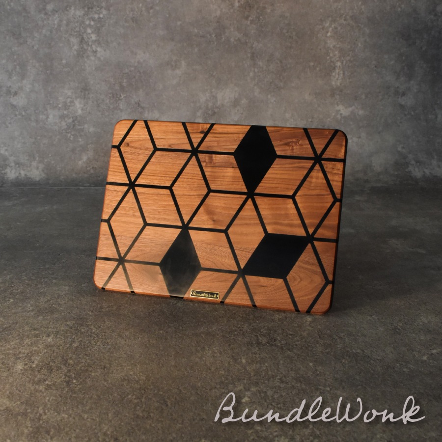 シェルコン25天板 三脚天板 ウォールナット＆レジン キューブ 透かし BLACK