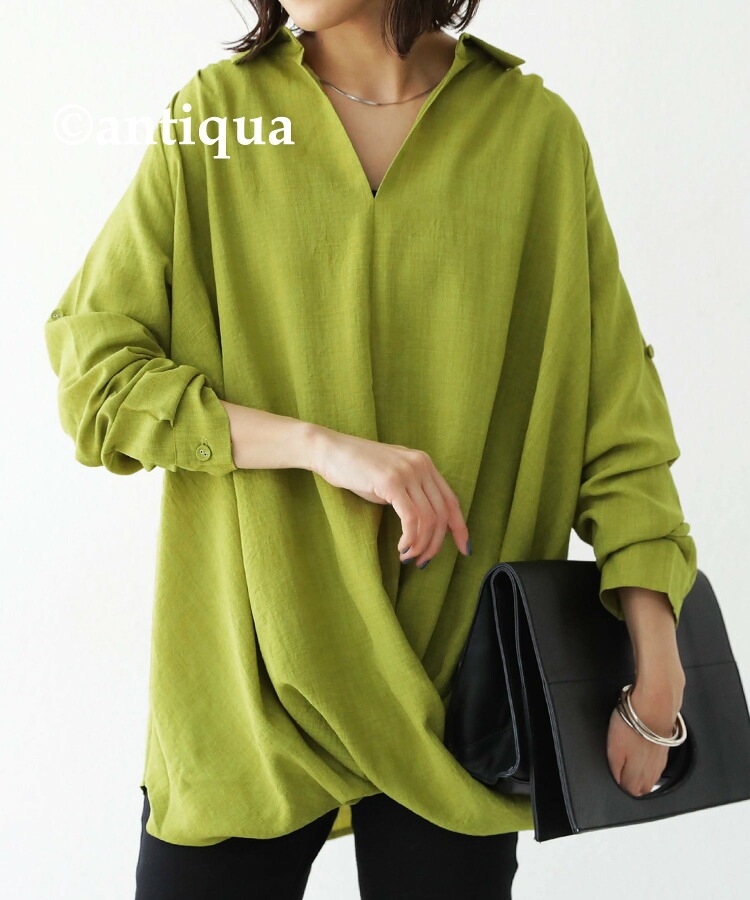 バルーンシャツ シャツ レディース トップス 長袖 カシュクール・再