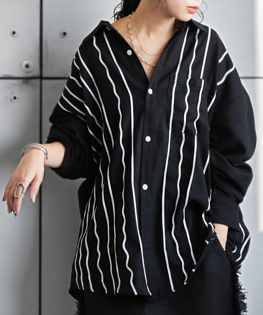 コード刺繍 シャツ レディース トップス シャツ 長袖 送料無料・(100