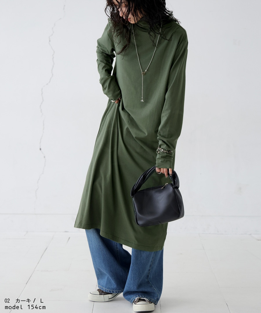 オリジナルヒート +4.5℃ ワンピース レディース ハイネック・(80