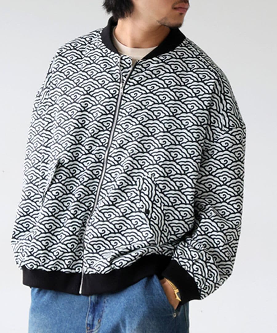 雲青海波柄ブルゾン ブルゾン メンズ アウター 送料無料・メール便不可