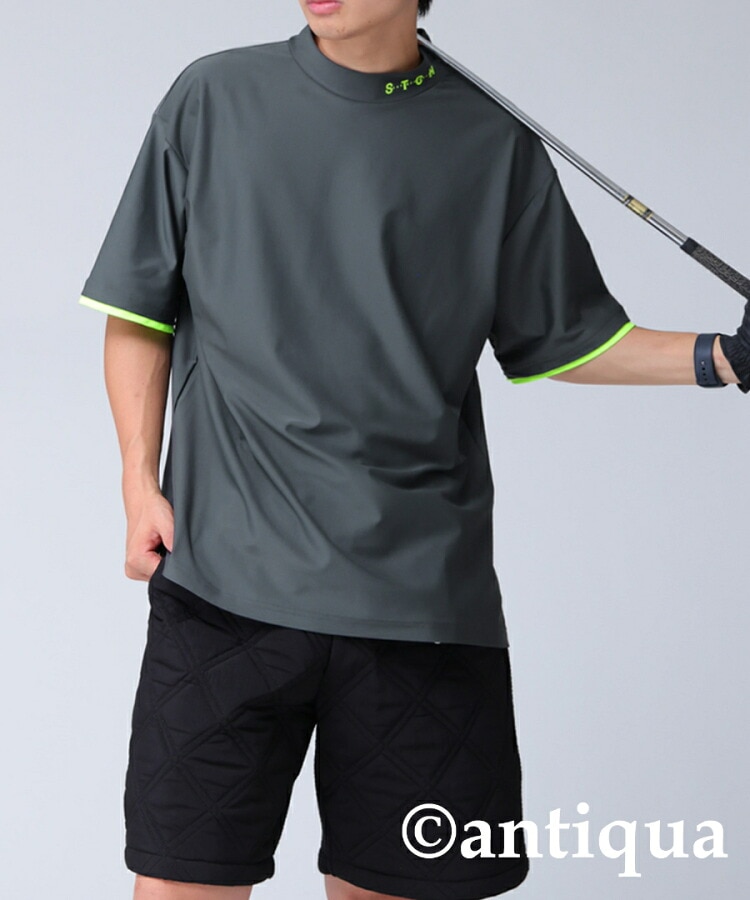 再入荷予定有!ANTIQUA GOLF×STCH ハイネックTシャツ メンズ 送料無料