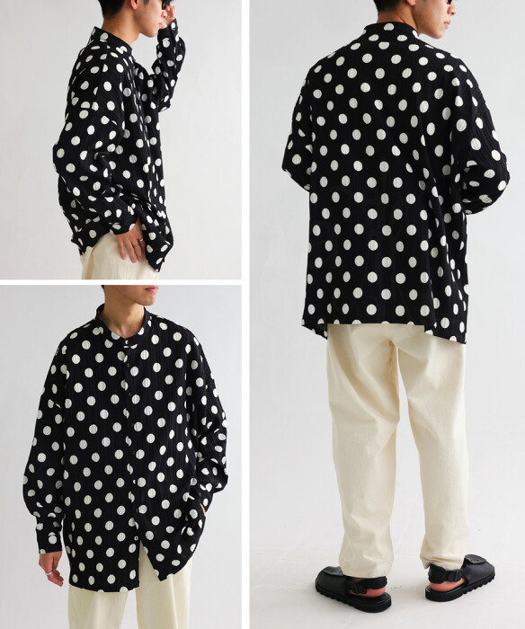 ドット柄シャツ シャツ メンズ トップス 長袖 送料無料・再再販。(100