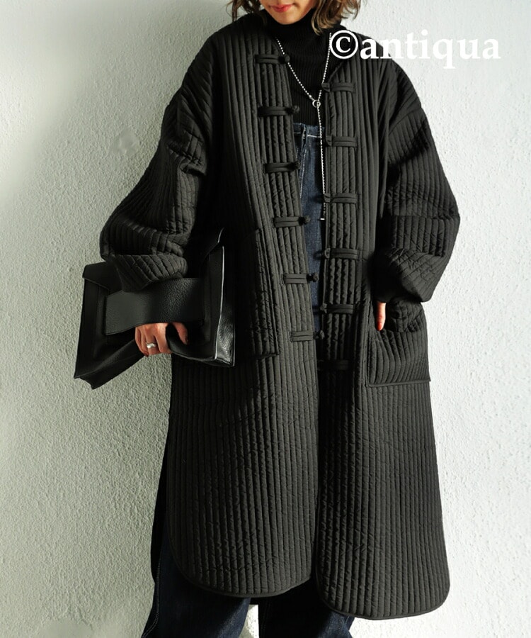 チャイナデザイン キルティングジャケット ロング 送料無料・メール便