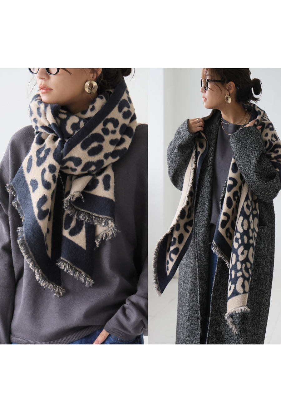 レオパード柄 大判ストール レディース マフラー 送料無料・再入荷