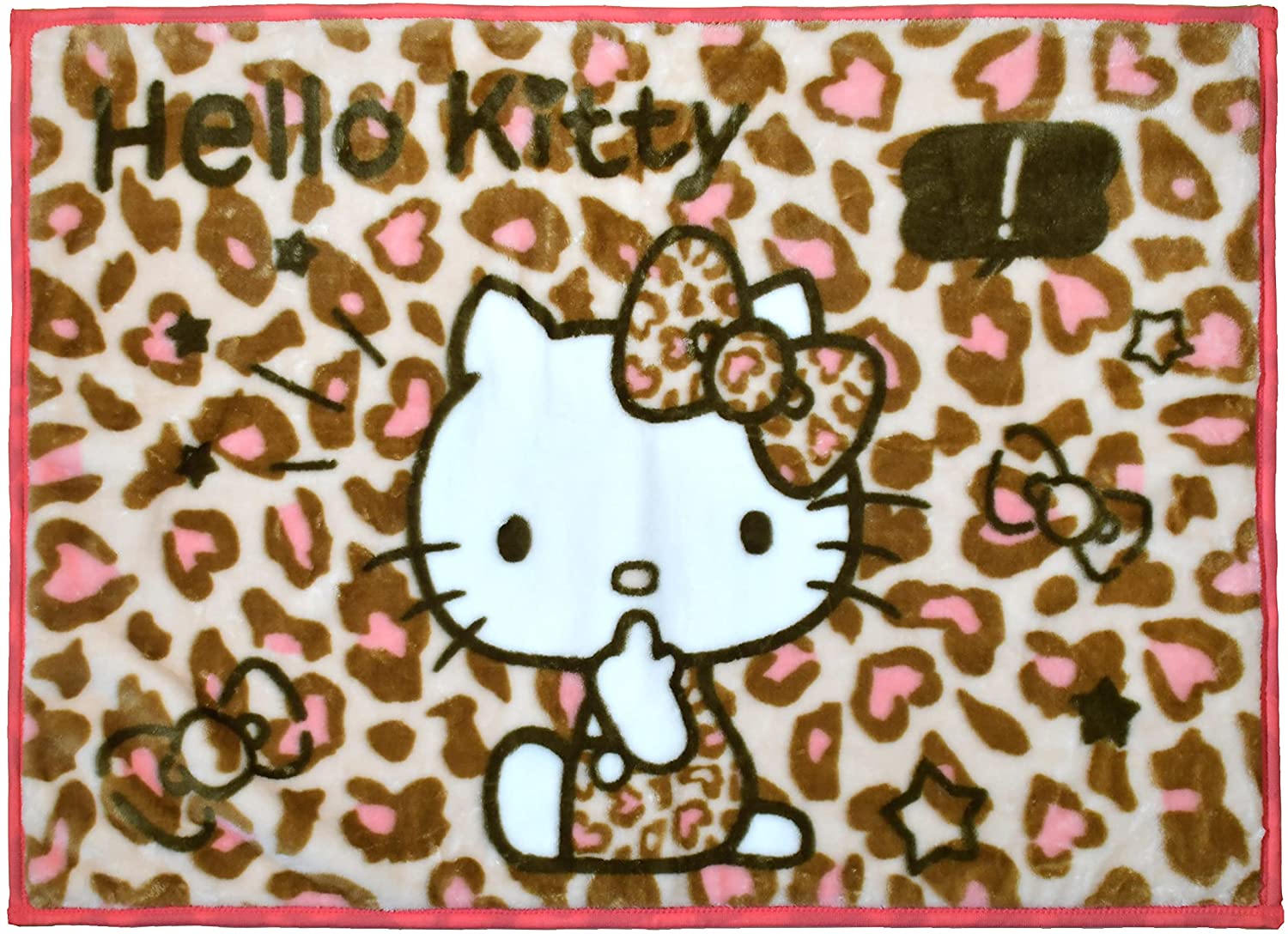 ハローキティ ピンクブラウンレオパード ひざ掛け毛布 ブランケット