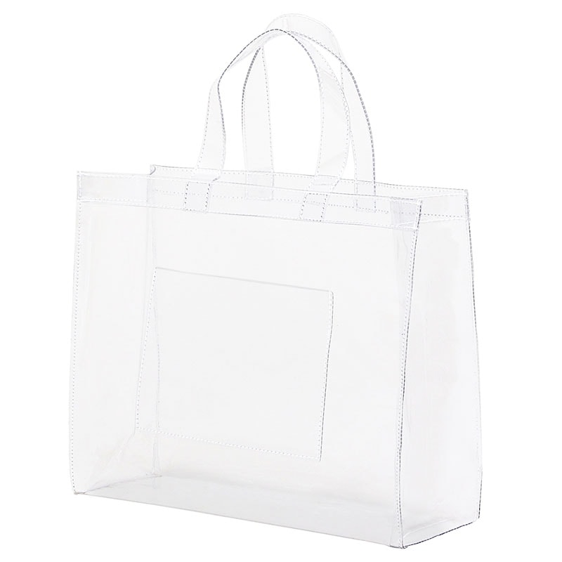 クリアトートバッグビニールバッグA4サイズ対応ポケット付き821-20