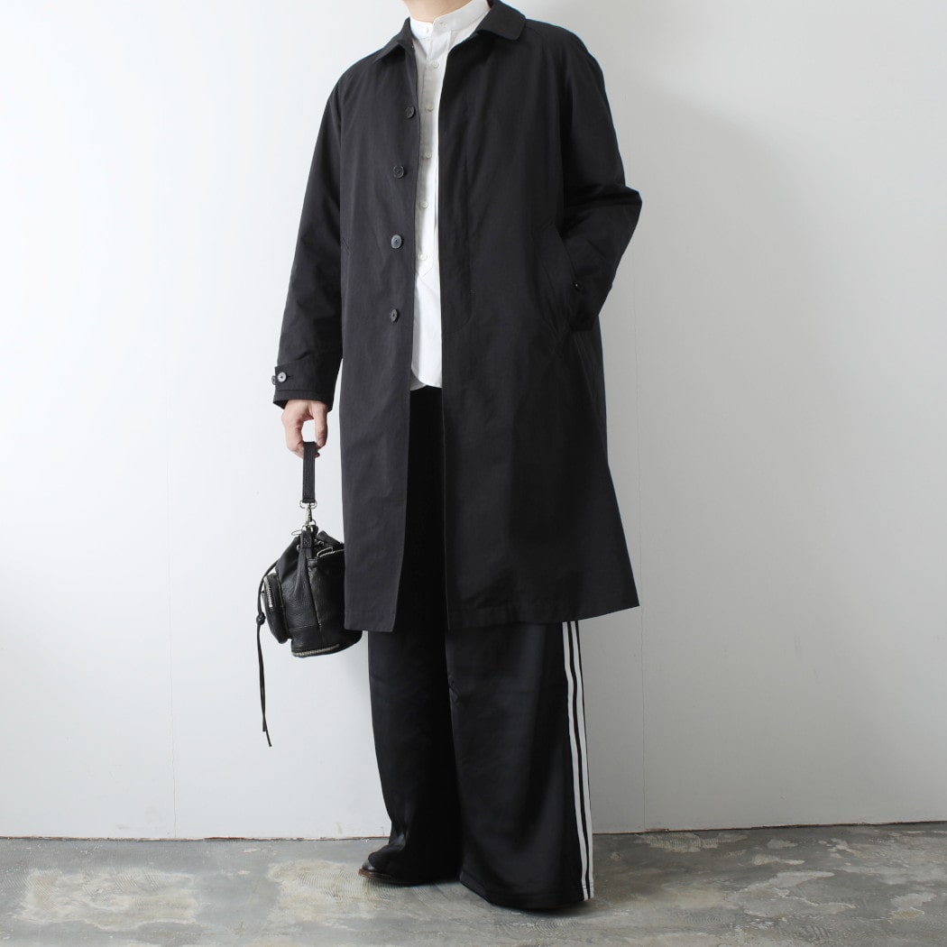 SCYE BASICS 36 高密度タフタ バルマカーンコート ロング ブラック SCYE BASICS(サイベーシック)/PE/NY 高密度タフタ製品染めバルマカーン