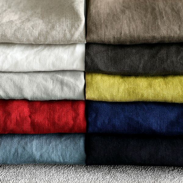 中高密度 洗いをかけた フレンチリネンローン 異番手 【麻 生地 無地