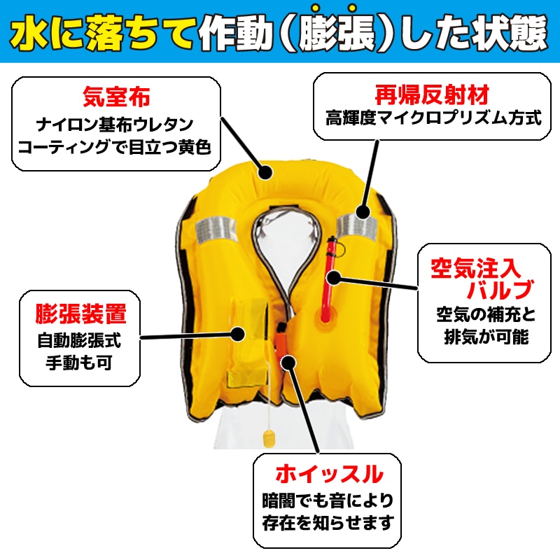 ライフジャケット 桜マーク付 自動膨張式 作業用救命衣 反射材付 LG-1